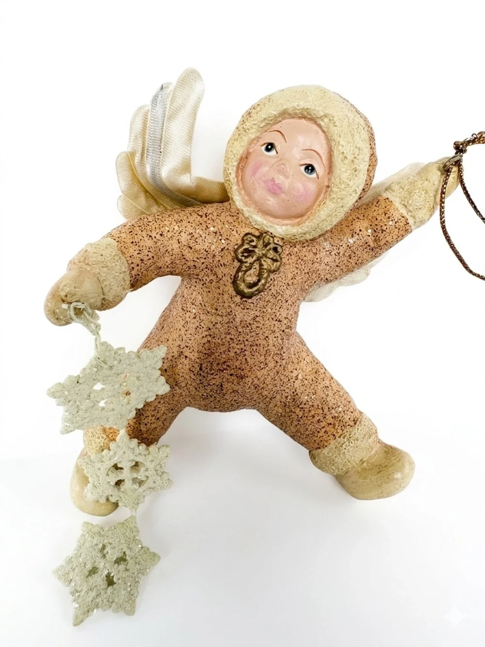 Vintage Kirk Adler KSA Snow Angel Baby Figurine Christmas Ornament Snowflakes